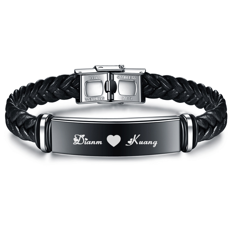 Ethnic Fashion Logo - Pulseira de couro luxuosa masculina, feita