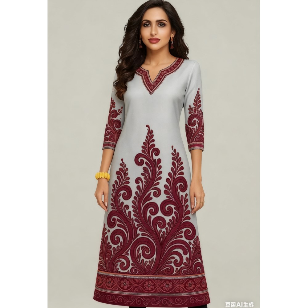 Ethnic Fashion Kurtis - Muçulmano kurt flores moda feminina confortável