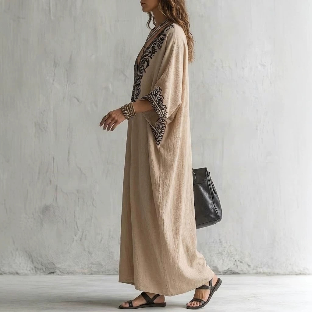 Vestido Maxi Kaftan Bordado Bo - Kaftan Women Boho avaliação e preço