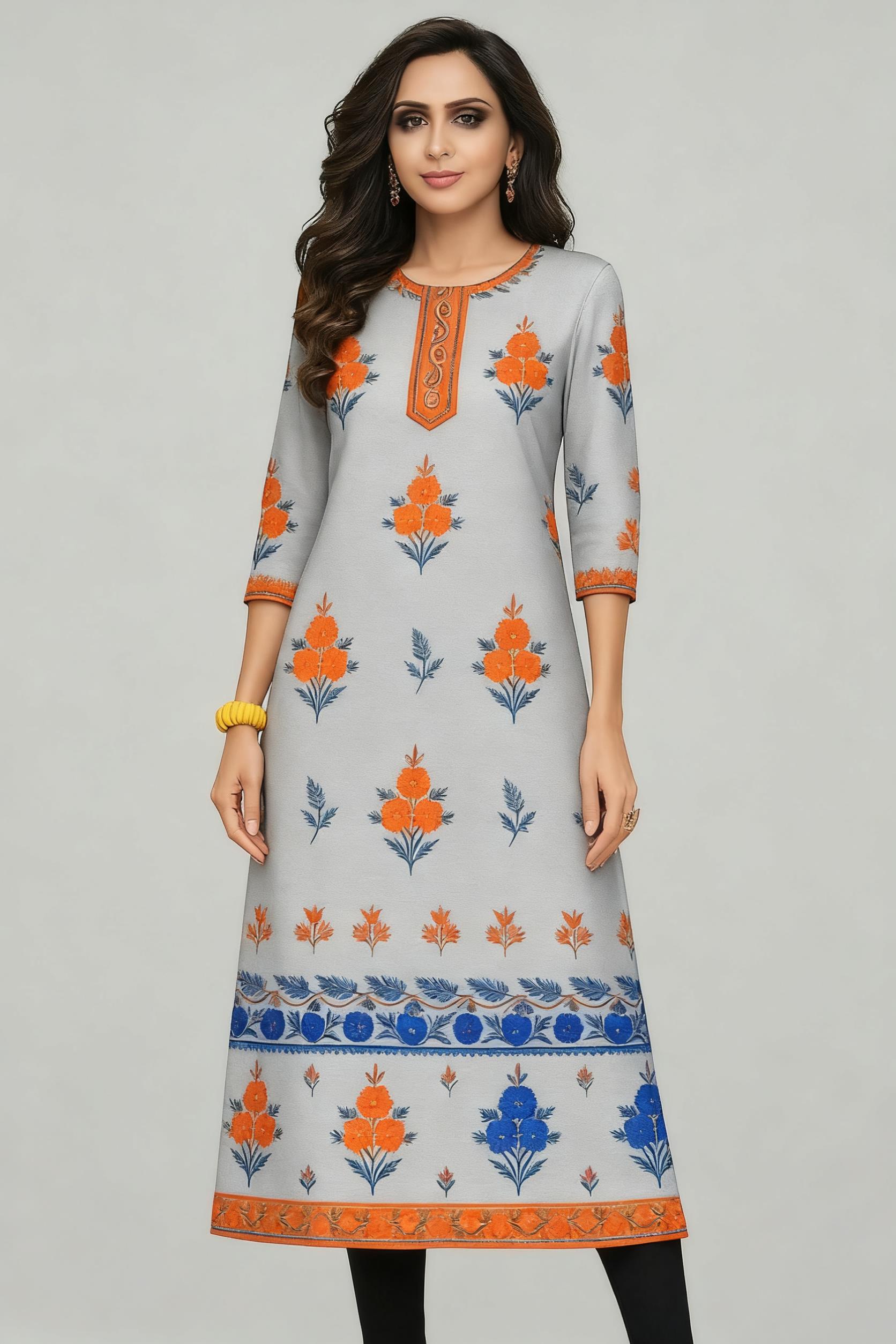 Muçulmano kurt flores moda fem - Ethnic Fashion Kurtis avaliação e preço