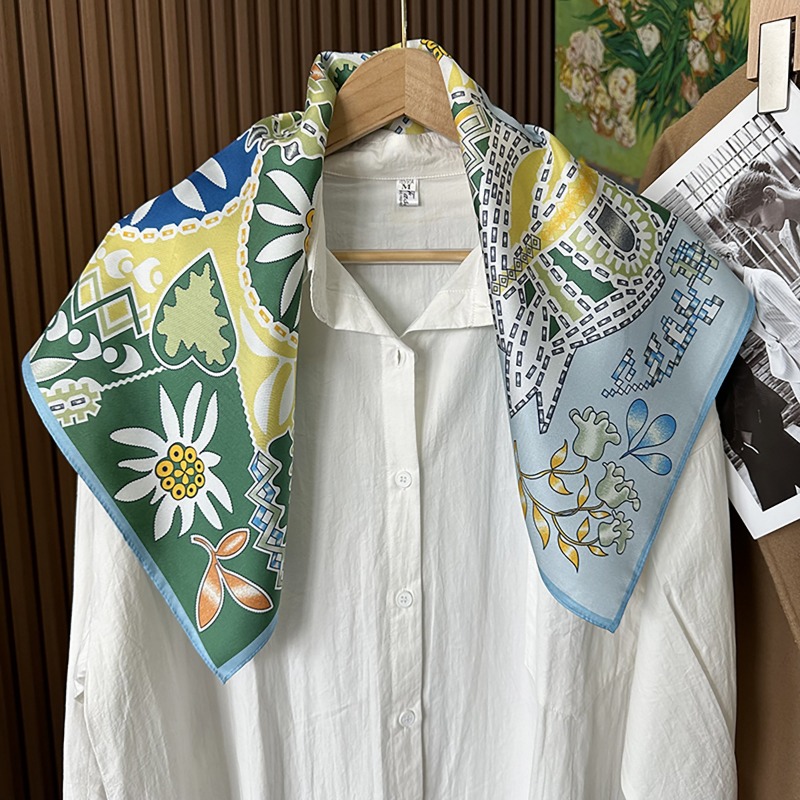 Lenço Quadrado Verde Boho com  - Ethnic Boho Fashion avaliação e preço