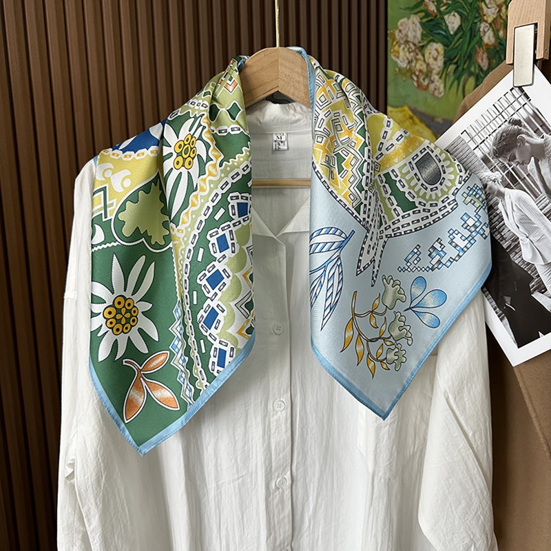 Lenço Quadrado Verde Boho com  - Ethnic Boho Fashion avaliação e preço