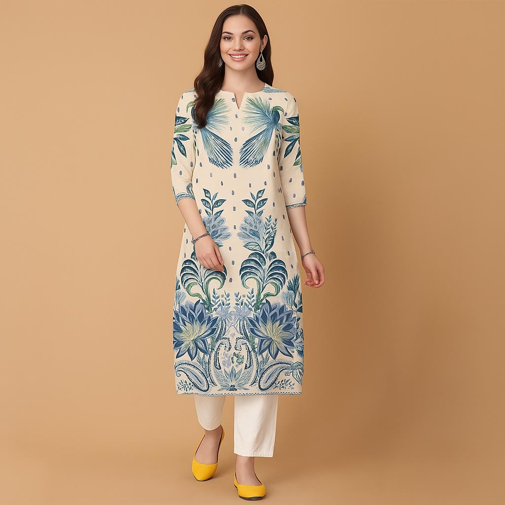 Flores muçulmanas kurt natal f - Ethnic Fashion Kurtis avaliação e preço