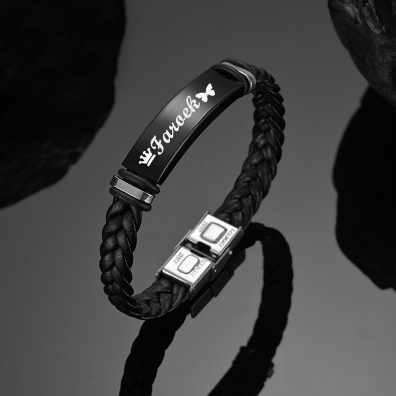 Pulseira de couro luxuosa masc - Ethnic Fashion Logo avaliação e preço